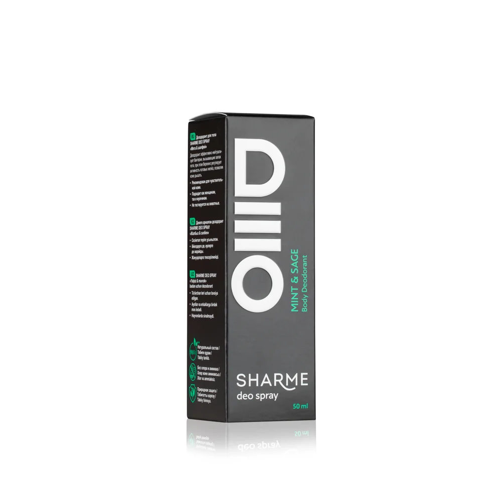 Натуральный дезодорант для тела SHARME DEO SPRAY с ароматом «Мята & шалфей», 50 мл