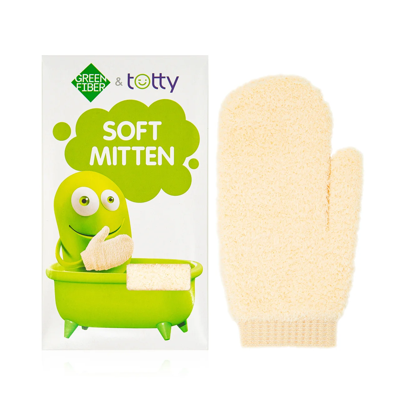 Детская мягкая мочалка Green Fiber & Totty, бежевая