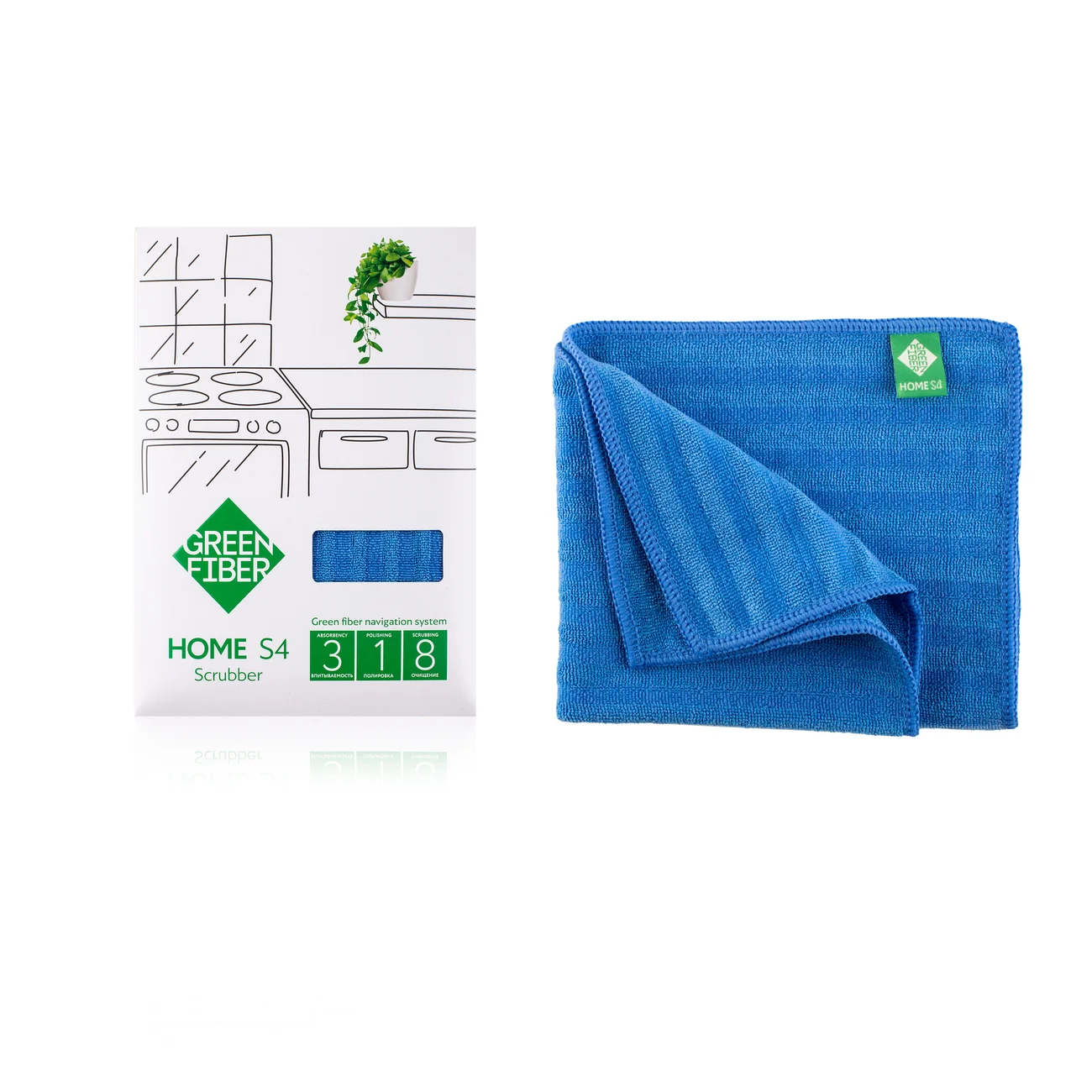 Скрабер Твист Green Fiber HOME S4, голубой
