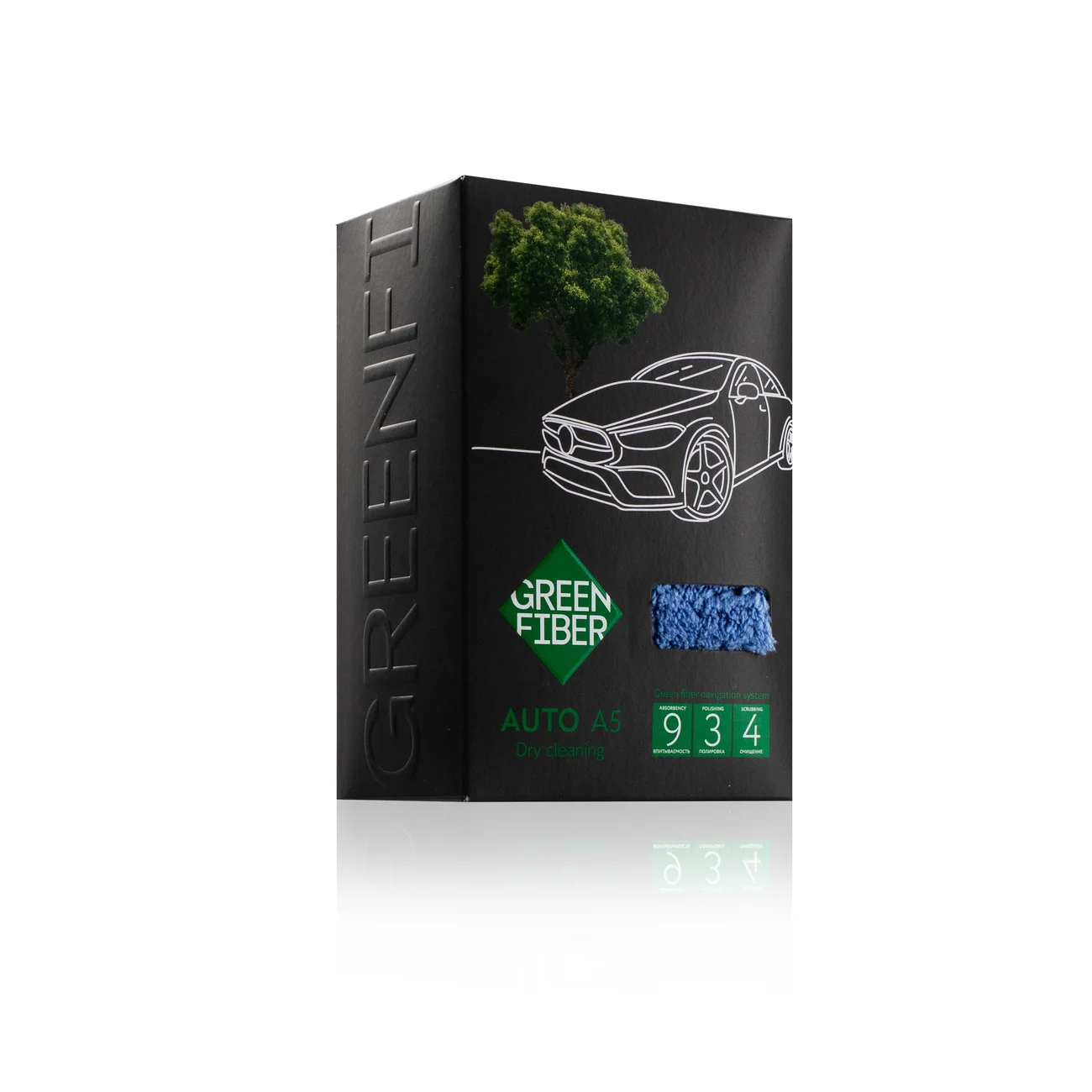 Автополотенце для сухой уборки Green Fiber AUTO A5, серо-голубое