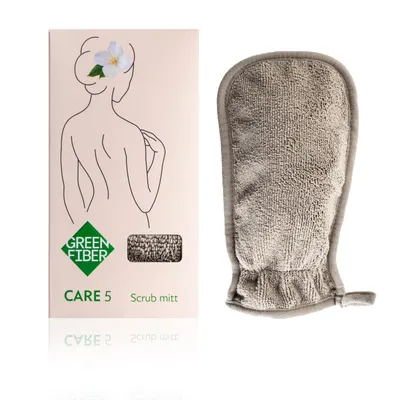 Мочалка-скраб для душа Green Fiber CARE 5, серая