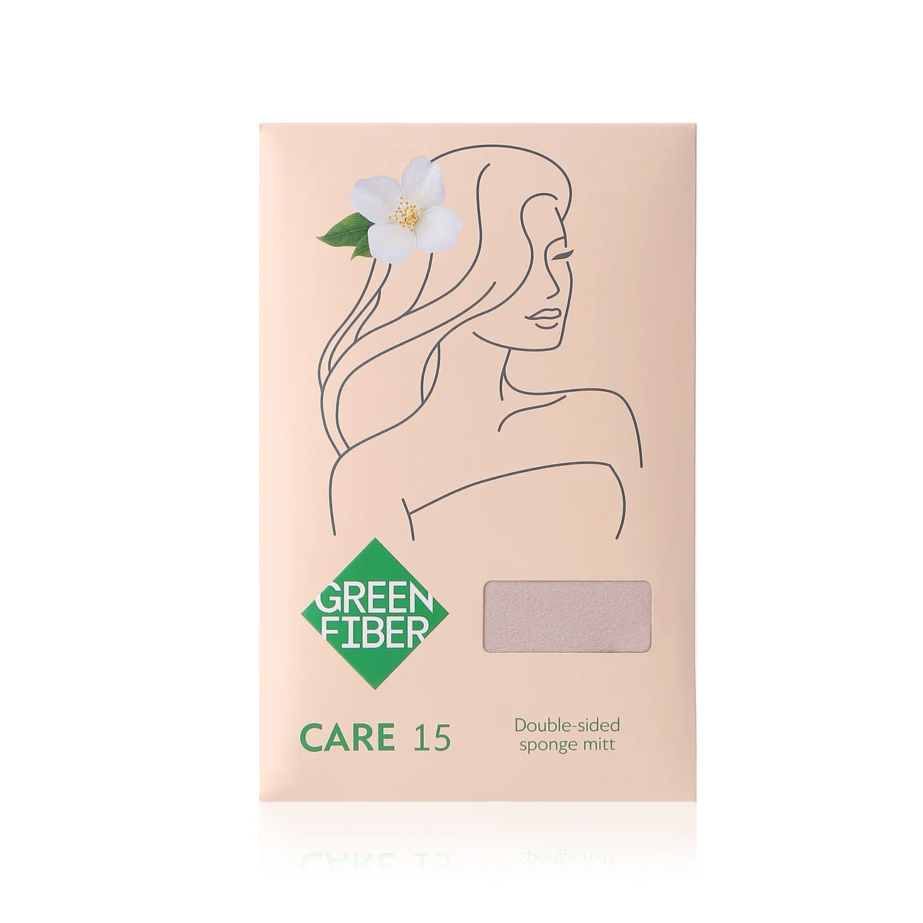 Мочалка-спонж двусторонняя Green Fiber CARE 15, бежевая